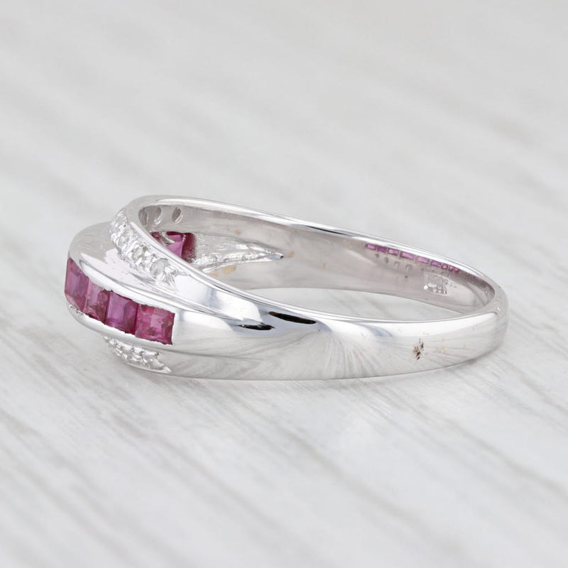 1.03ctw Ruby Diamond Ring 14k White Gold Size 7.75 Stackable