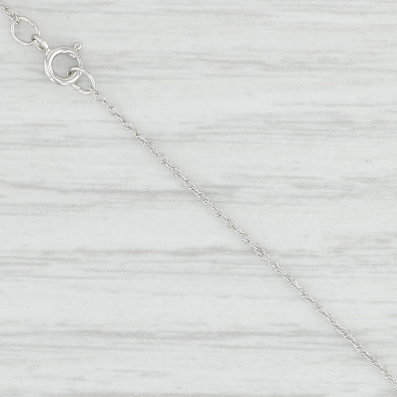 New 0.10ctw Diamond Teardrop Pendant Necklace 14k White Gold 18" Rope Chain