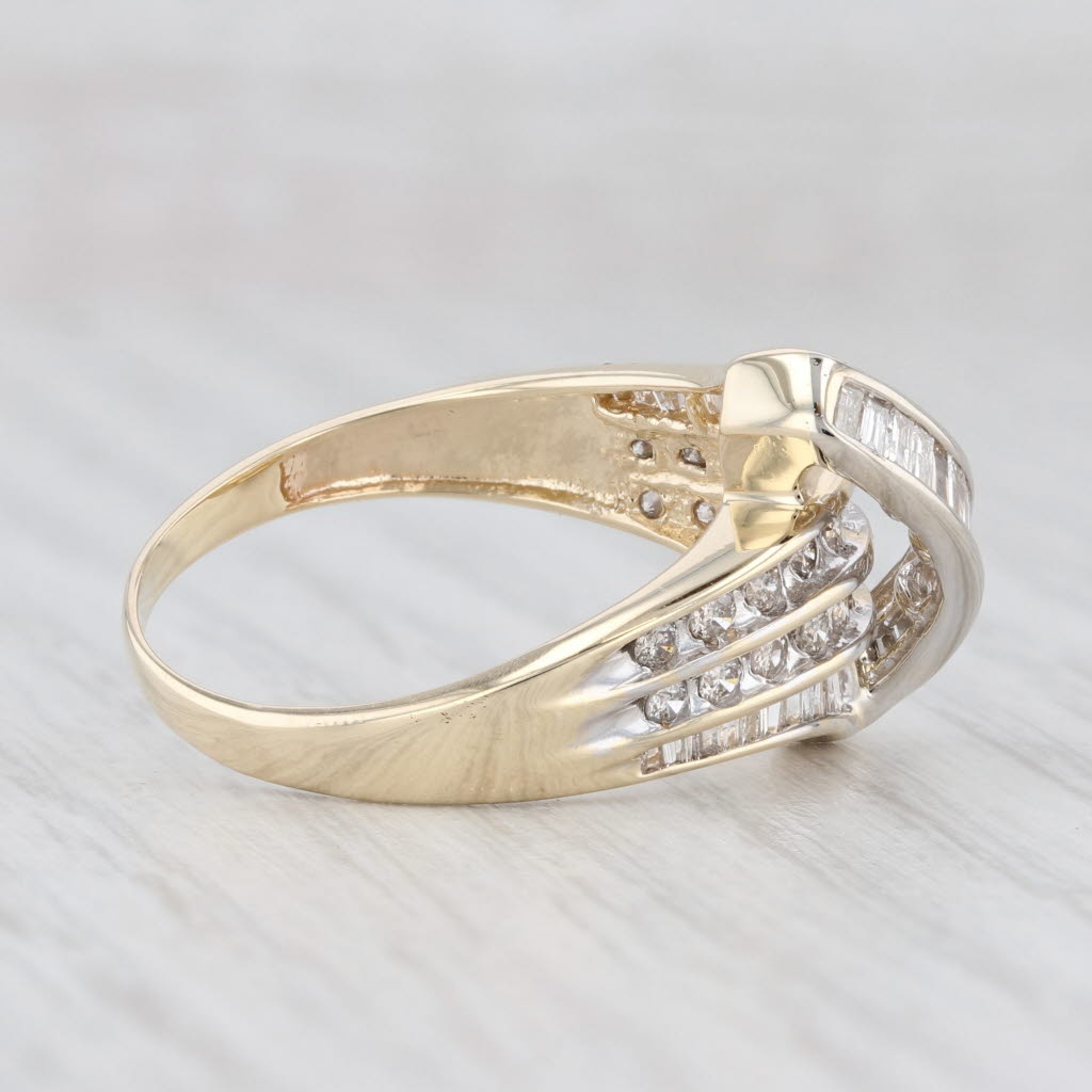 Light Gray 1ctw Diamond Bypass Ring 14k Yellow Gold Size 9 Cocktail