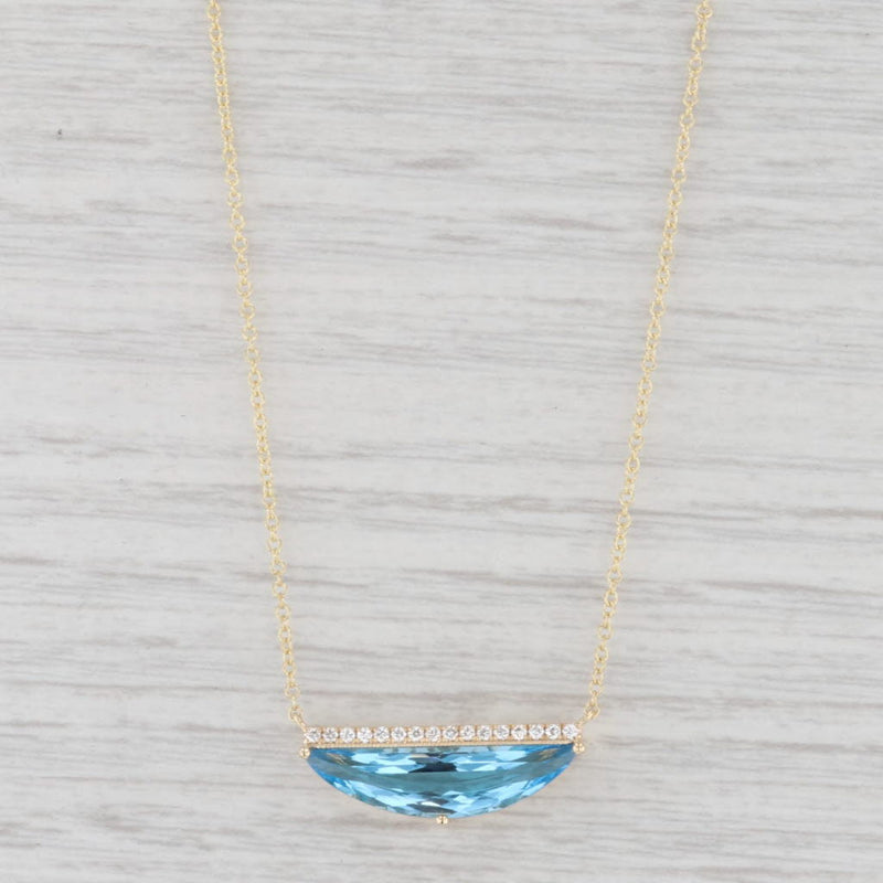 Light Gray New 3.09ctw Blue Topaz Diamond Pendant Necklace 14k Yellow Gold 16" Cable Chain