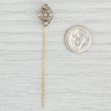 Antique 0.34ctw Diamond Stickpin 14k White Yellow Gold Pin