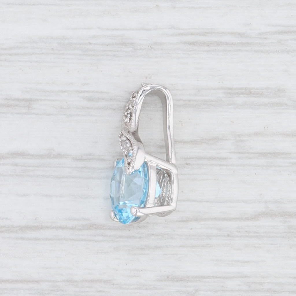 Light Gray New Blue White Topaz Drop Pendant 10k White Gold