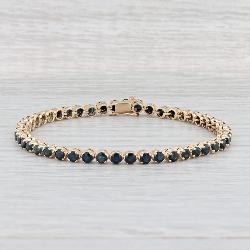 Light Gray 7" Blue Sapphire Tennis Bracelet 14k Yellow Gold 3.6mm