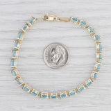 Light Gray 13ctw Blue Topaz Tennis Bracelet 14k Yellow Gold 7" 5.3mm