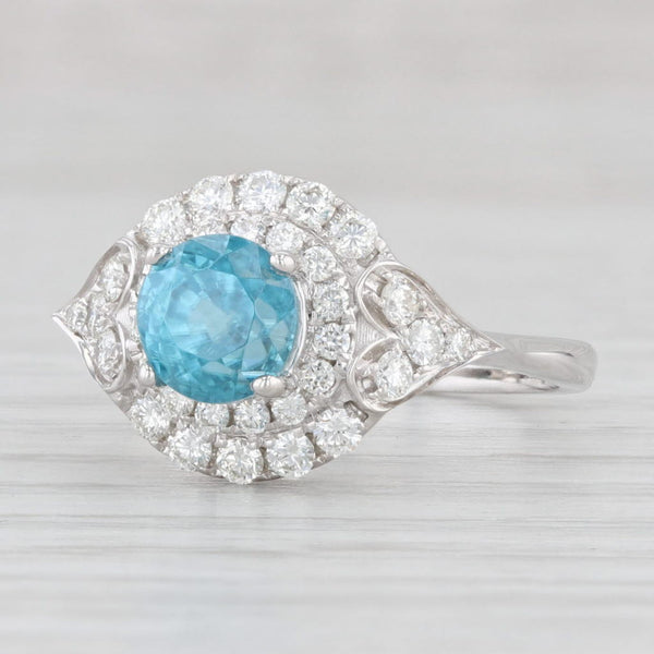 Light Gray New 2.97ctw Blue Zircon Diamond Halo Ring 14k White Gold Size 7 Engagement