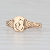 Antique Engraved Initial "D" Signet Ring 10k Gold Baby Small Size Keepsake