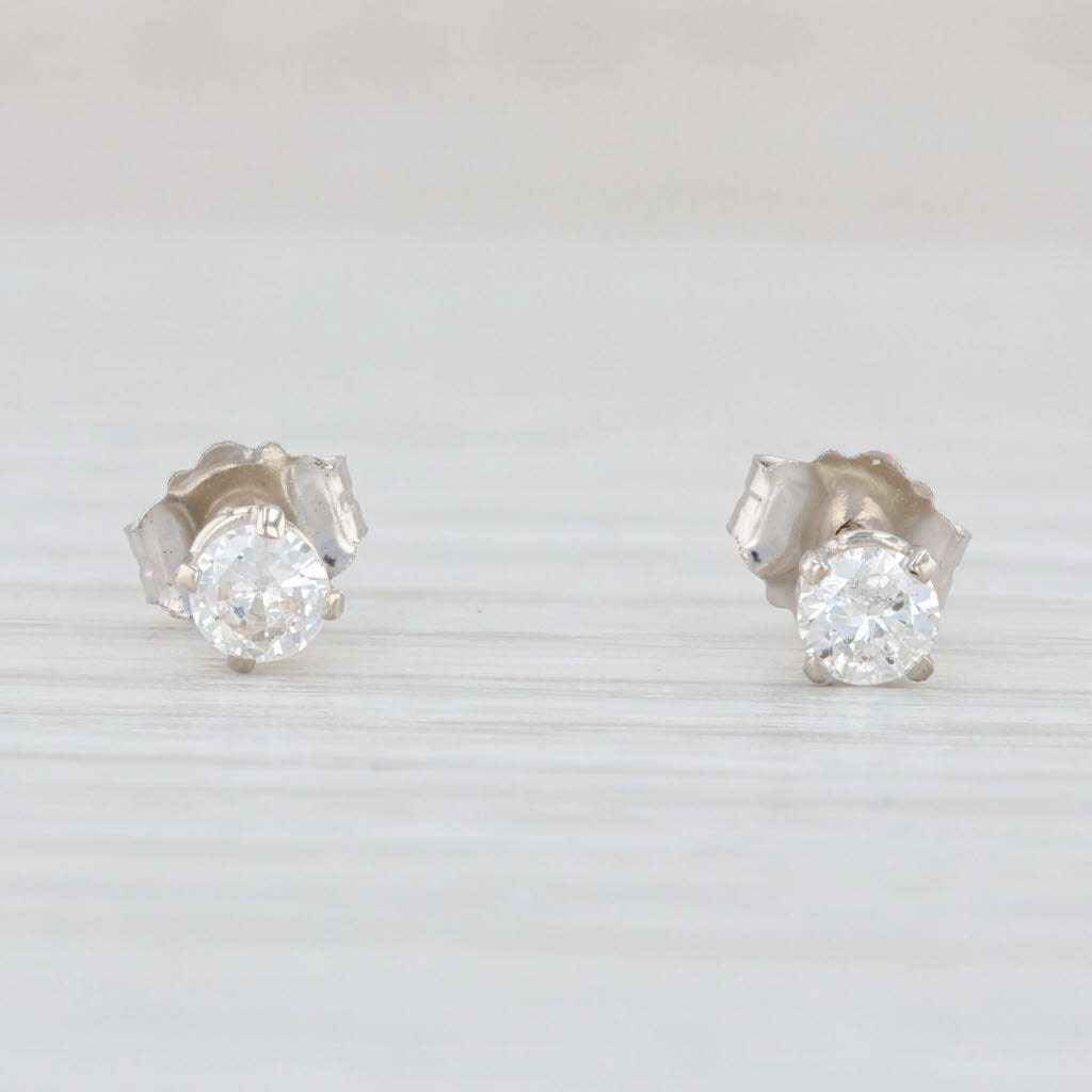 Light Gray New 0.18ctw Round Diamond Solitaire Stud Earrings 14k Gold April Birthstone