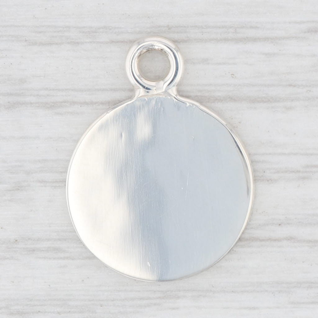 Light Gray New Engravable Disc Charm Sterling Silver Pendant 925