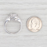 Light Gray 0.75ctw Princess Diamond Halo Engagement Ring 14k White Gold Size 5.75