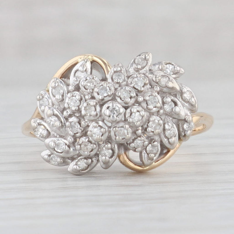 0.15ctw Diamond Cluster Flower Ring 14k Yellow Gold Size 10.25