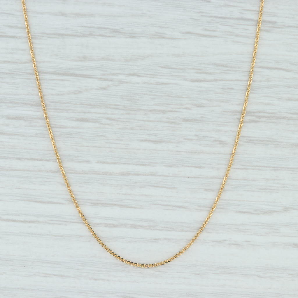 Light Gray New Square Wheat Chain Necklace 14k Yellow Gold 18" 0.7mm