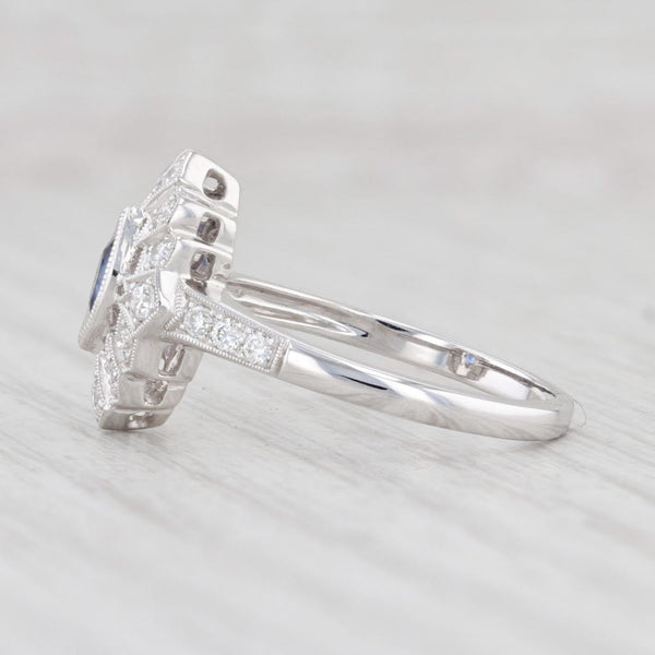 Light Gray New 0.60ctw Blue Sapphire Diamond Halo Ring 18k White Gold Size 6.75 Engagement