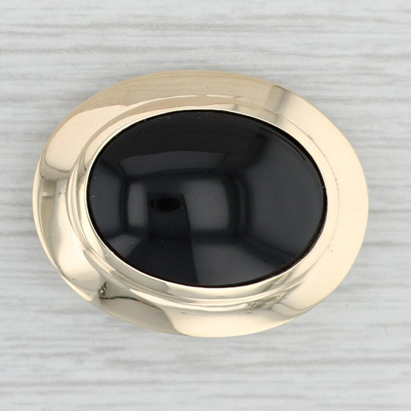 Onyx Slide Pendant 14k Yellow Gold Statement Oval Cabochon Solitaire