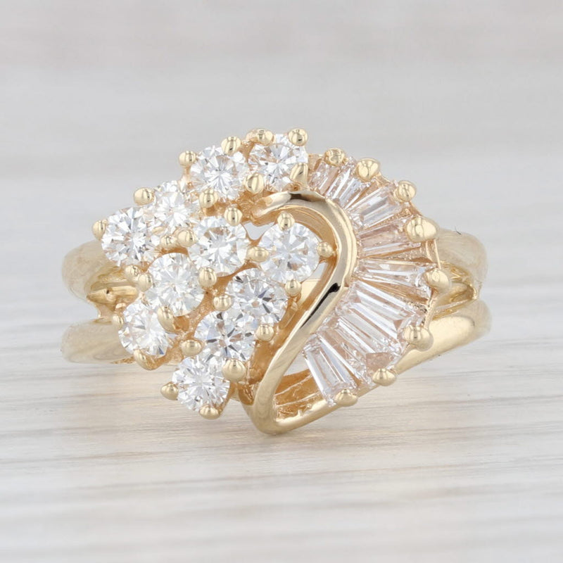0.90ctw Diamond Cluster Heart Ring 14k Yellow Gold Size 6 Cocktail