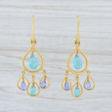 Light Gray Marie Helene de Taillac Blue Apatite Tanzanite Briolette Earrings 22k Gold