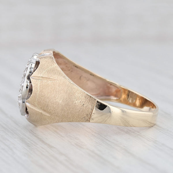 Light Gray 0.23ctw Diamond Belcher Men's Ring 10k Gold Size 13.5 Vintage