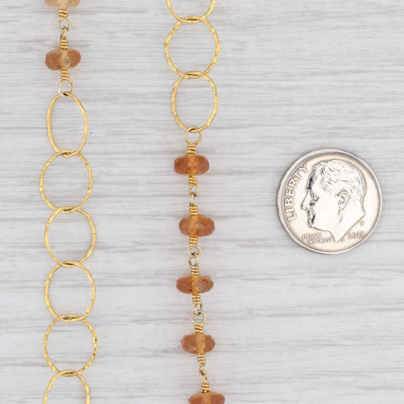 Light Gray New Nina Nguyen Orange Garnet Bead Necklace Adjustable Sterling Gold Vermeil