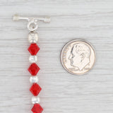 New Red Glass Bead Statement Bracelet Sterling Silver 7” Toggle Clasp