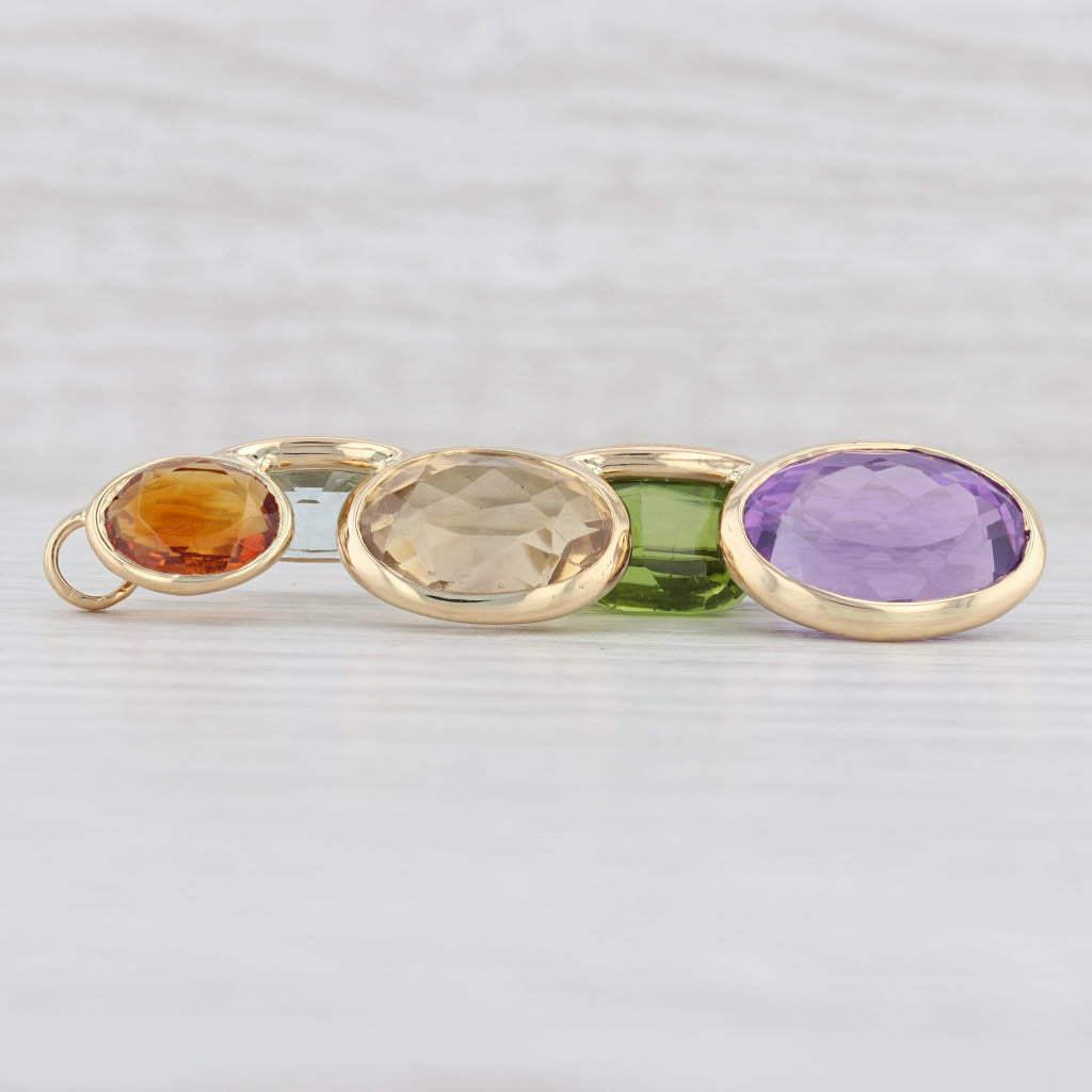 Light Gray 41.74ctw Multi-Gemstone Pendant 18k Gold Amethyst Peridot Citrine Aquamarine