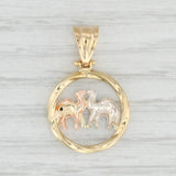 Light Gray Tri-Toned 2 Camels Pendant 18k Yellow White Rose Gold Religious Jewelry