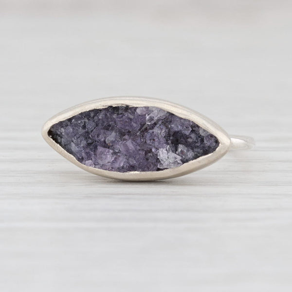 Light Gray New Nina Nguyen Amethyst Druzy Ring Size 7 Sterling Silver Solitaire Statement