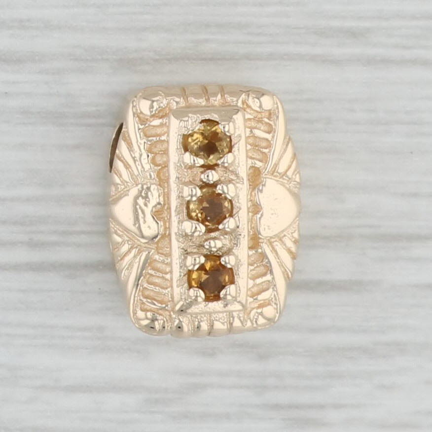 Light Gray Vintage 0.12ctw Citrine Slide Charm 14k Gold TCC November Birthstone