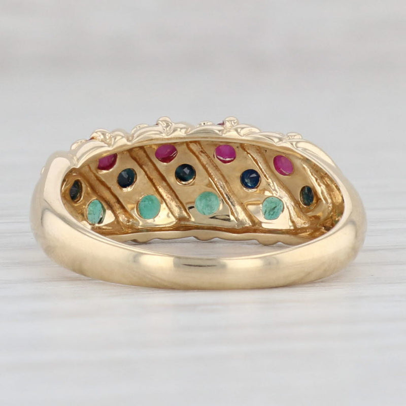 1.37ctw Ruby Sapphire Emerald Gemstone Ring 14k Yellow Gold Size 8