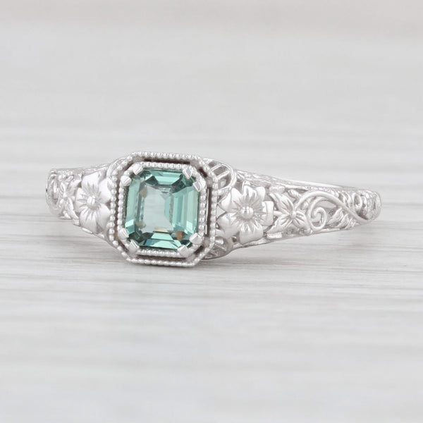 Light Gray New 0.32ct Green Alexandrite Ring 14k White Gold Solitaire Floral Filigree S 6.5
