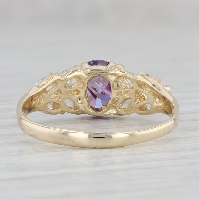 1.43ctw Purple White Cubic Zirconia Ring 14k Yellow Gold Size 10.25