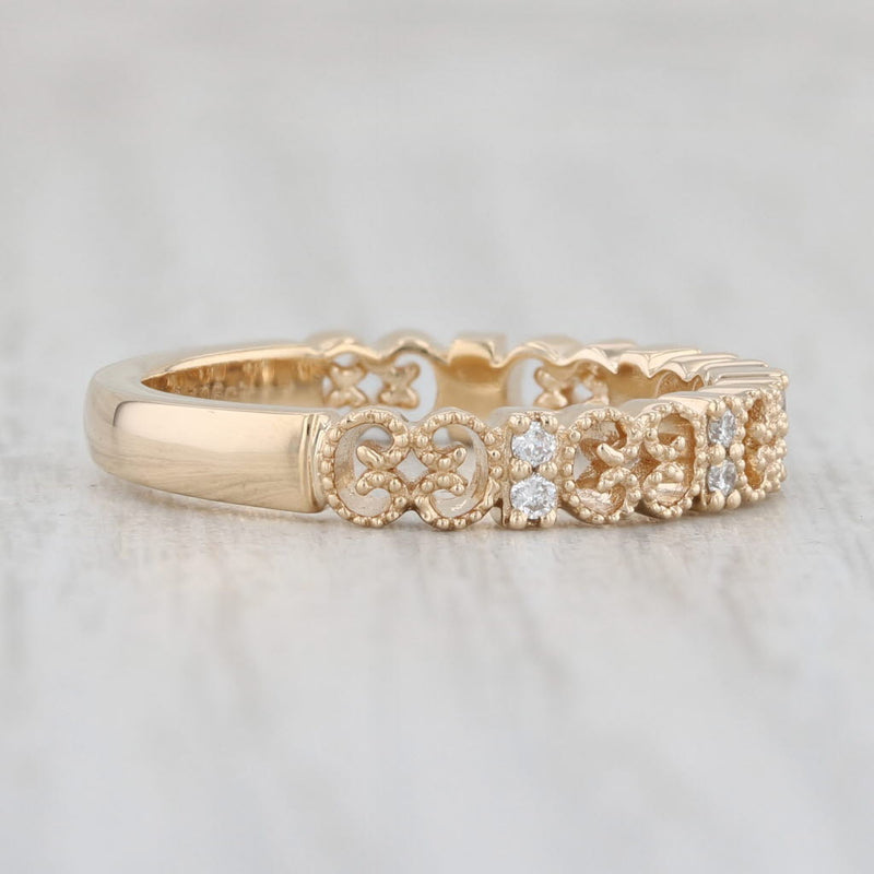 New Diamond Stackable Ring 14k Yellow Gold Wedding Band Women's Stacking Sz 6.25