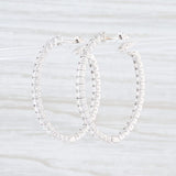 New 1.97ctw Diamond InsideOut Hoop Earrings 14k White Gold Pierced Oval Hoops