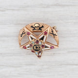 Kappa Sigma Fraternity Badge 10k Gold Ruby Opal Garnet Greek Crescent Skull Pin