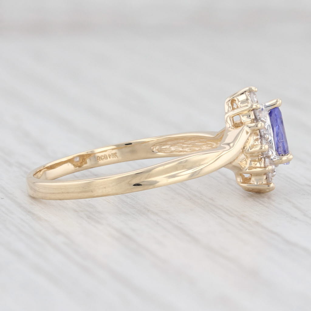 Light Gray 0.69ctw Tanzanite Diamond Halo Ring 14k Yellow Gold Sz 10.25 Engagement Teardrop