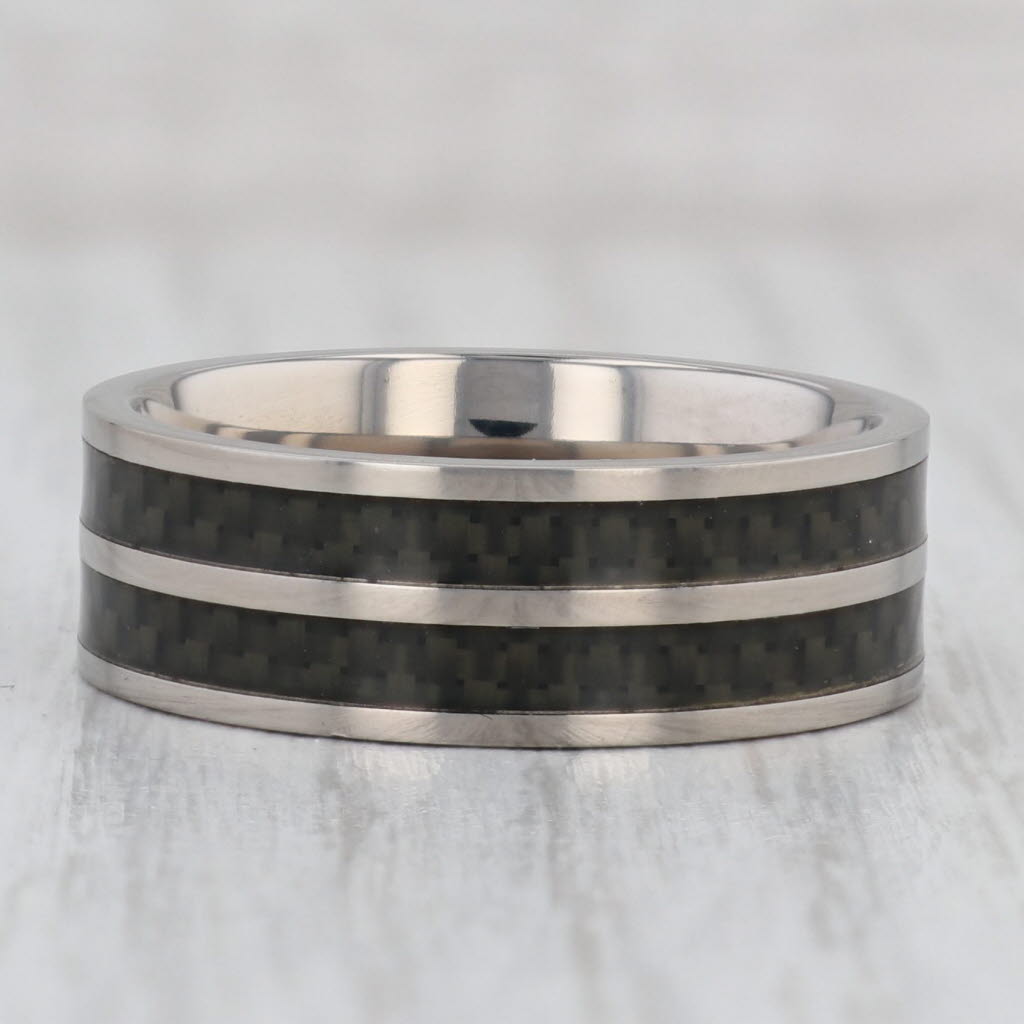 Gray New Men's Titanium Ring Size 11 Wedding Band Woven Pattern