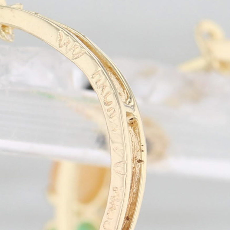 Light Gray Jadeite Jade Glass Hoop Earrings 14k Yellow Gold Pierced Round Hoops