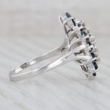 1.19ctw Blue Sapphire Diamond Cluster Ring 14k White Gold Bypass Size 7.5