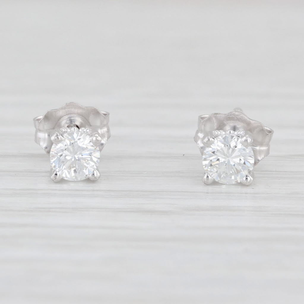 Light Gray New 0.34ctw Diamond Stud Earrings 14k White Gold Round Solitaires