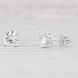 Light Gray 2ctw Lab Created Natural White Colorless Sapphire Stud Earrings 14k White Gold