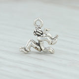 Light Gray 12 Days of Christmas Leaping Lord Charm Sterling Silver 3D Figural Holiday