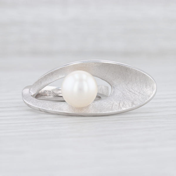 Light Gray New Bastian Inverun Cleverly Positioned Pearl Ring Sterling Silver 12876 Sz 52 6
