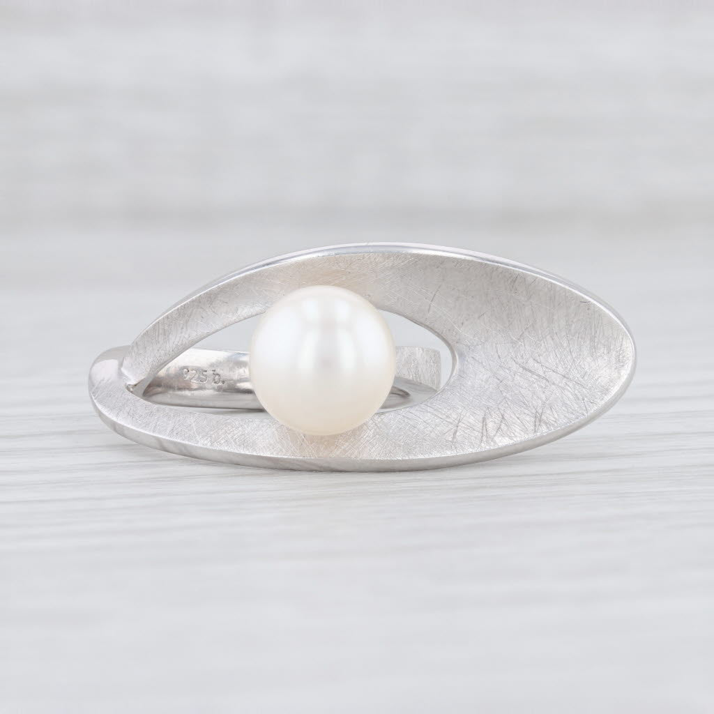 Light Gray New Bastian Inverun Cleverly Positioned Pearl Ring Sterling Silver 12876 Sz 54 7