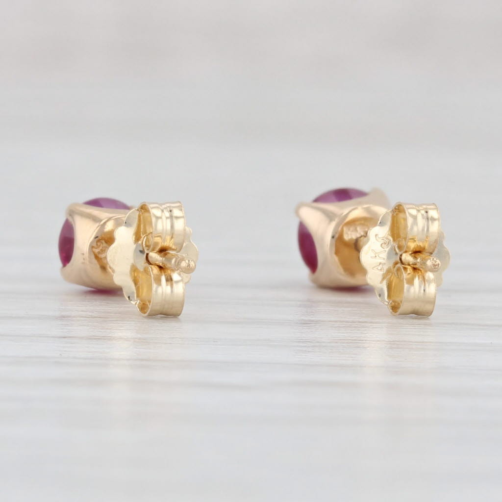 Light Gray 0.80ctw Ruby Stud Earrings 14k Yellow Gold July Birthstone Round Solitaire Studs