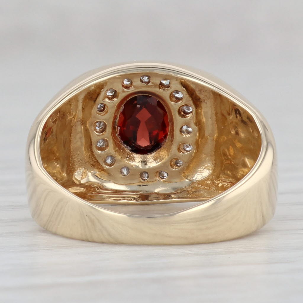 Gray 1.12ctw Oval Garnet Diamond Halo Ring 14k Yellow Gold Size 7.5