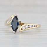 0.69ctw Marquise Sapphire Diamond Ring 14k Yellow Gold Bypass Size 5 Engagement
