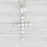 New 0.20ctw Diamond Cross Pendant Necklace 14k White Gold 18" Rope Chain