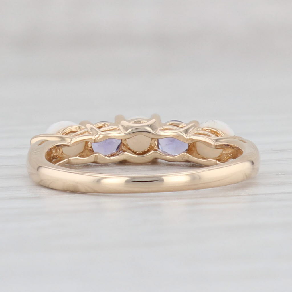 Light Gray Tanzanite Synthetic Opal Ring 14k Yellow Gold Size 7.25 Gemstone Stackable Band