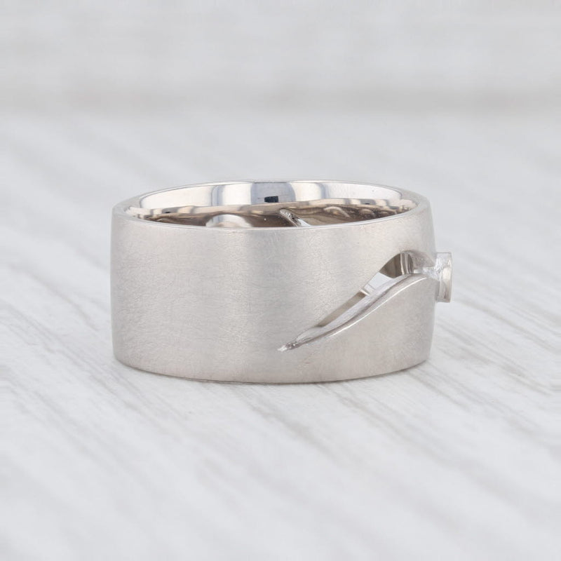 Light Gray New Bastian Inverun Ring Sterling Silver Curved Cutout Diamond 12886 Size 54 7
