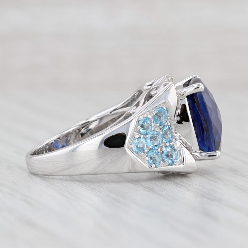 Light Gray 9.82ctw Lab Created Sapphire Diamond Topaz Ring 18k White Gold Size 8 Cocktail