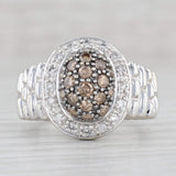 Light Gray New 0.46ctw Champagne Diamond Halo Ring 10k White Gold Size 7.25