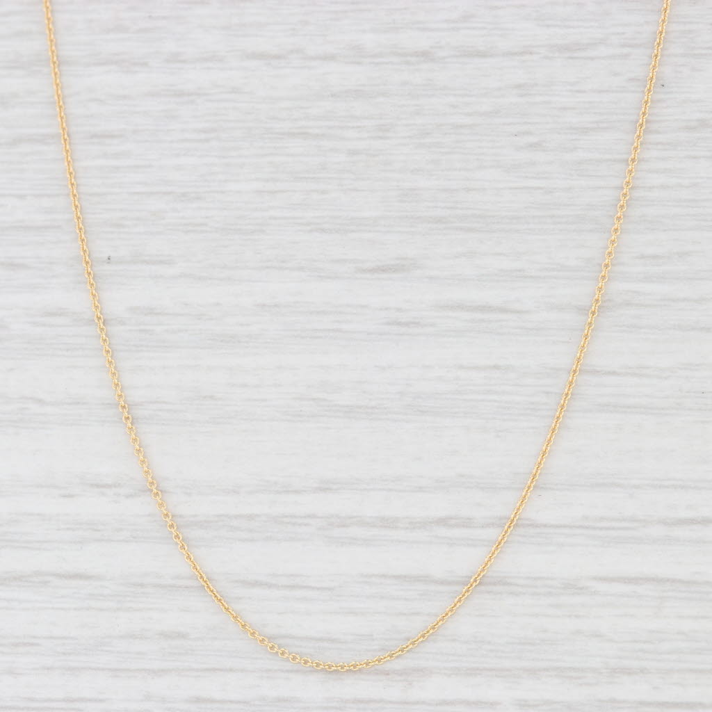 Light Gray New Round Cable Chain Necklace 18k Yellow Gold 16" 0.8mm Women's